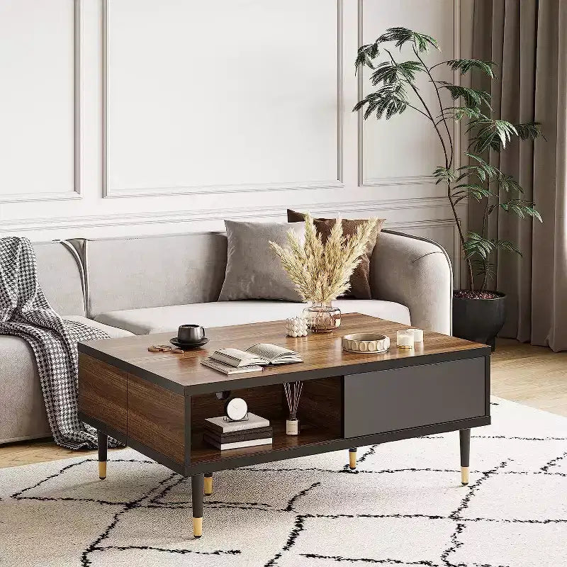 80" Mid Century Modern TV Stand & Coffee Table, 2-in-1 Entertainment Center for TVs up to 85"