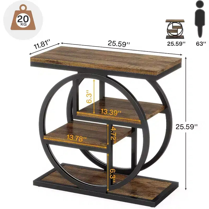 4-Tier End Table, Narrow Bedside Table with Storage Shelf