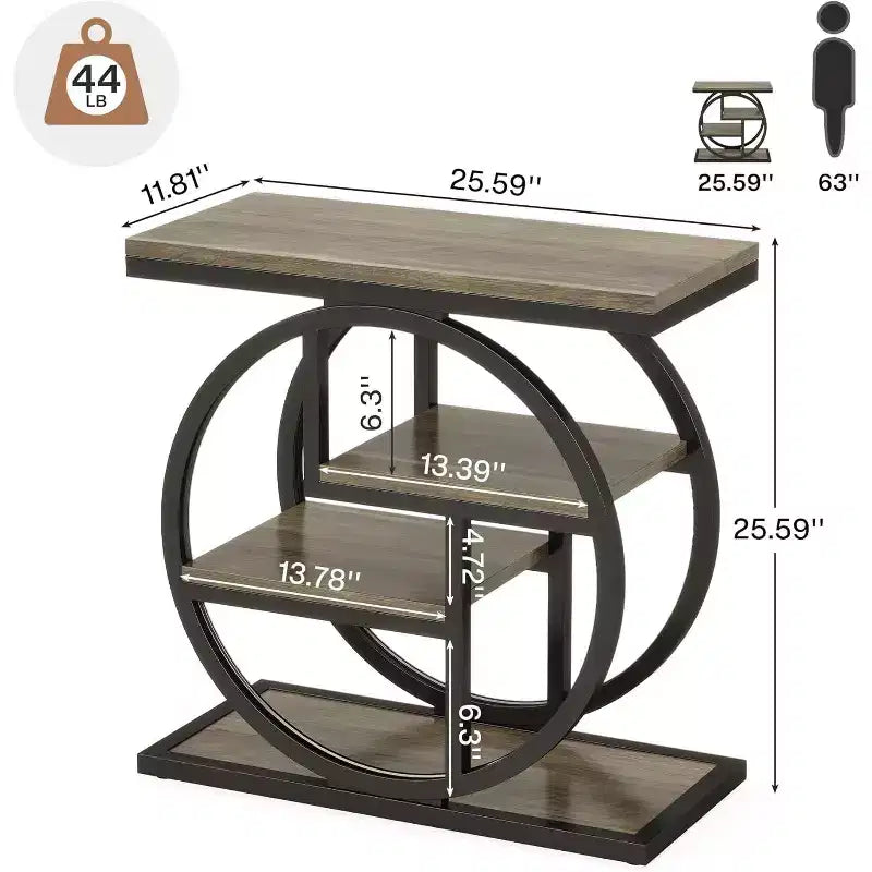 4-Tier End Table, Narrow Bedside Table with Storage Shelf