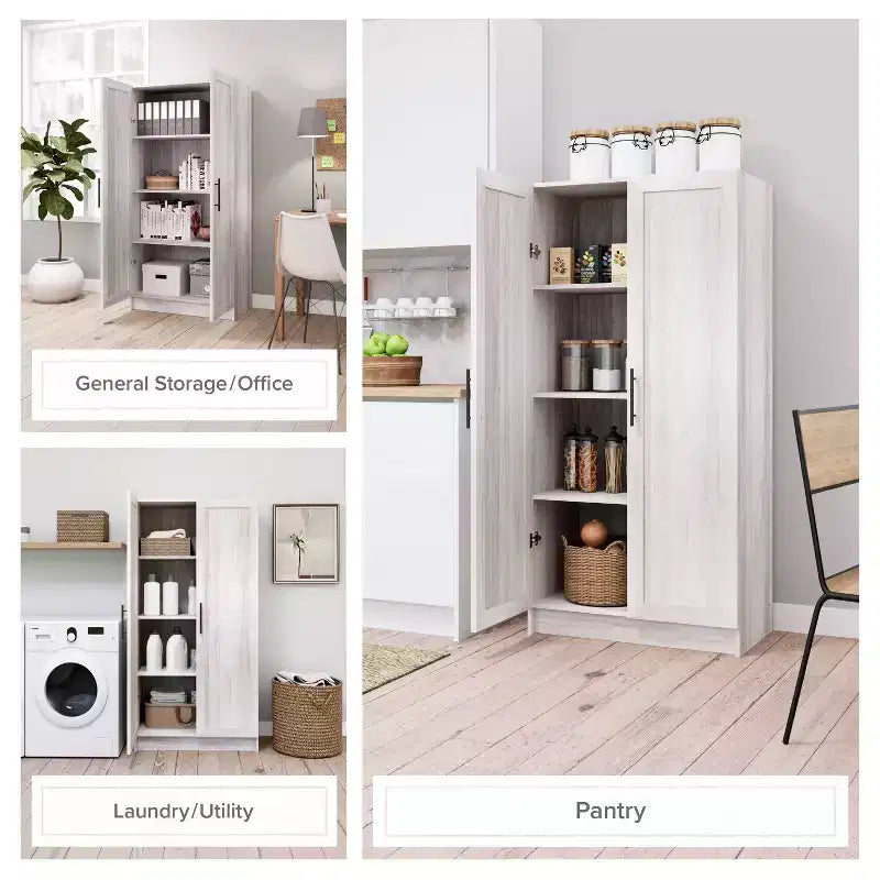 3-Shelf Accent Cabinet with Panel Doors