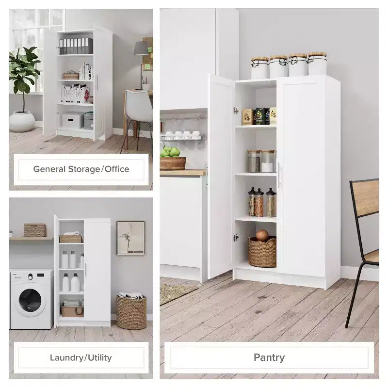 3-Shelf Accent Cabinet with Panel Doors