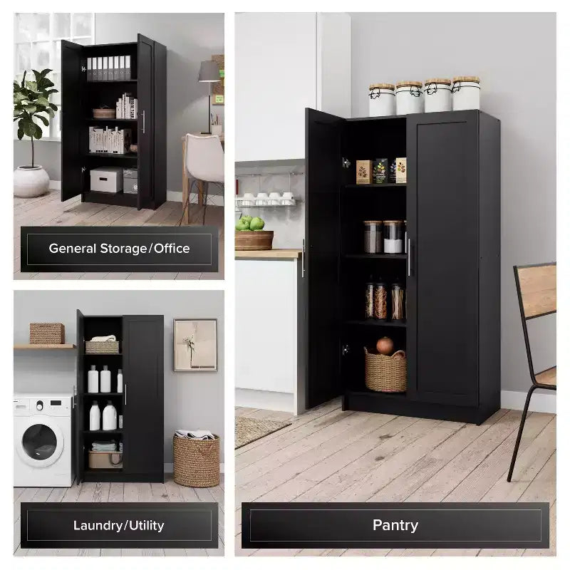 3-Shelf Accent Cabinet with Panel Doors