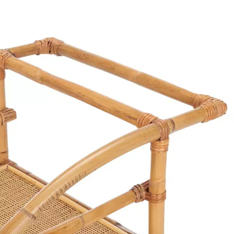 2-Tier Rattan Bar Cart with Brass Hardware