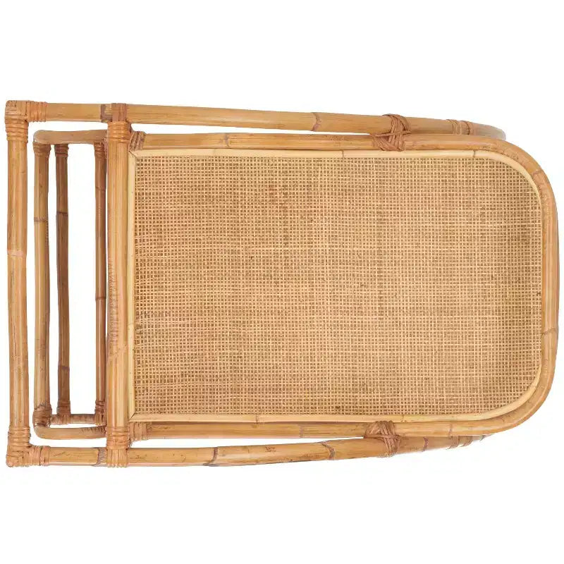 2-Tier Rattan Bar Cart with Brass Hardware