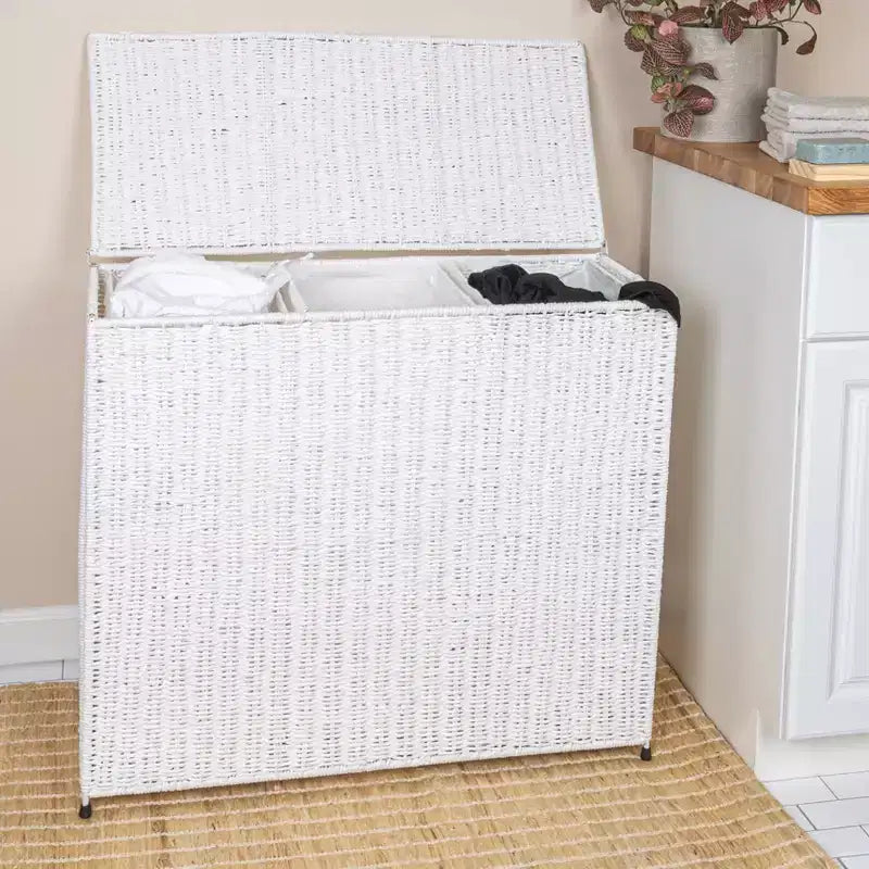 3 Compartment Laundry Sorter, Wicker Laundry Sorter