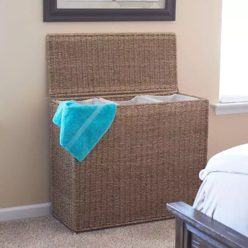 3 Compartment Laundry Sorter, Wicker Laundry Sorter