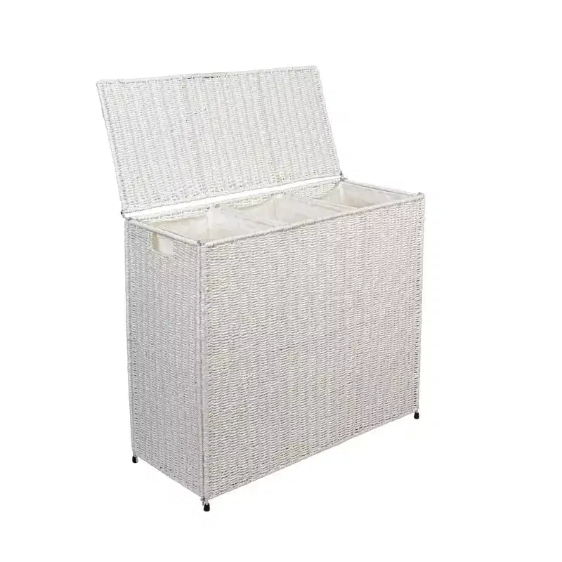 3 Compartment Laundry Sorter, Wicker Laundry Sorter