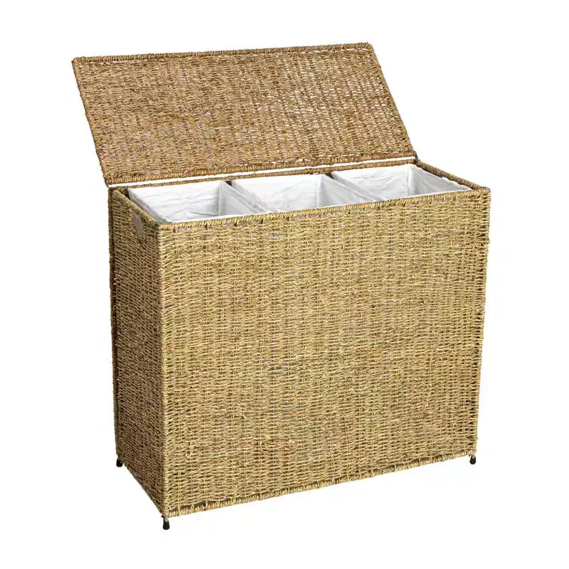 3 Compartment Laundry Sorter, Wicker Laundry Sorter