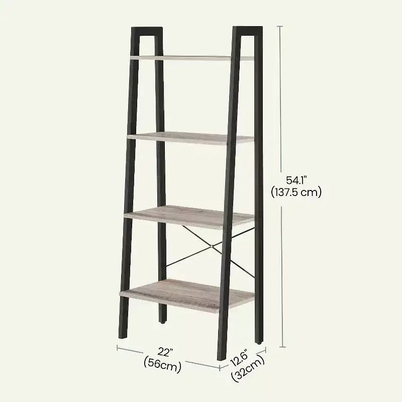 4-Tier Ladder Shelf Storage Rack Bookcase with Steel Frame
