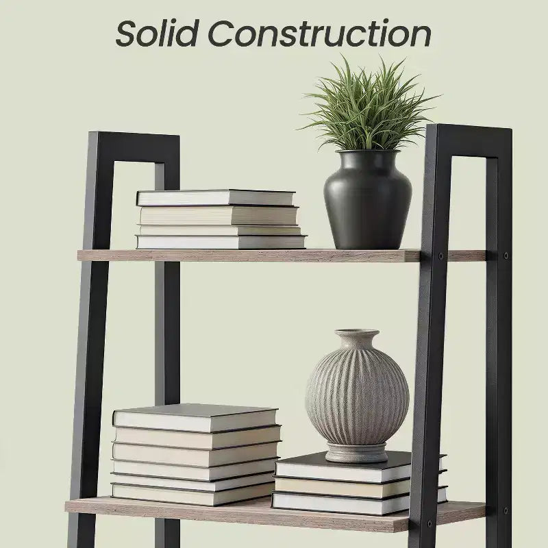 4-Tier Ladder Shelf Storage Rack Bookcase with Steel Frame