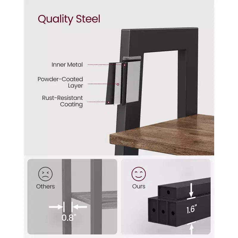 4-Tier Ladder Shelf Storage Rack Bookcase with Steel Frame