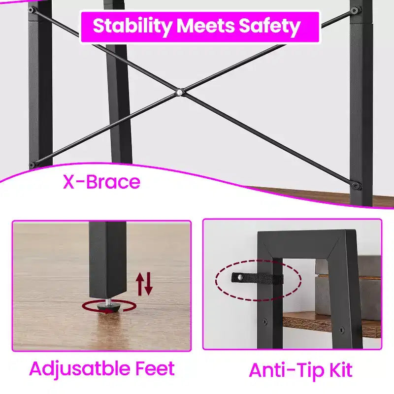 4-Tier Ladder Shelf Storage Rack Bookcase with Steel Frame