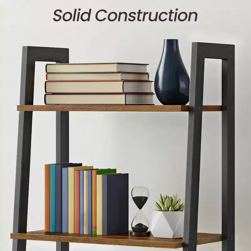 4-Tier Ladder Shelf Storage Rack Bookcase with Steel Frame