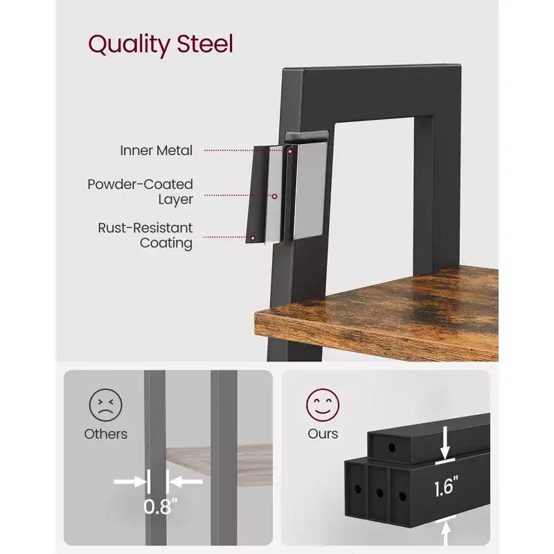 4-Tier Ladder Shelf Storage Rack Bookcase with Steel Frame