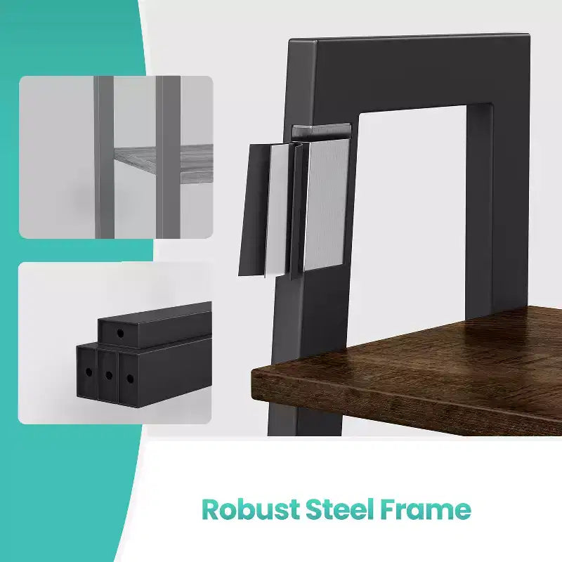 4-Tier Ladder Shelf Storage Rack Bookcase with Steel Frame