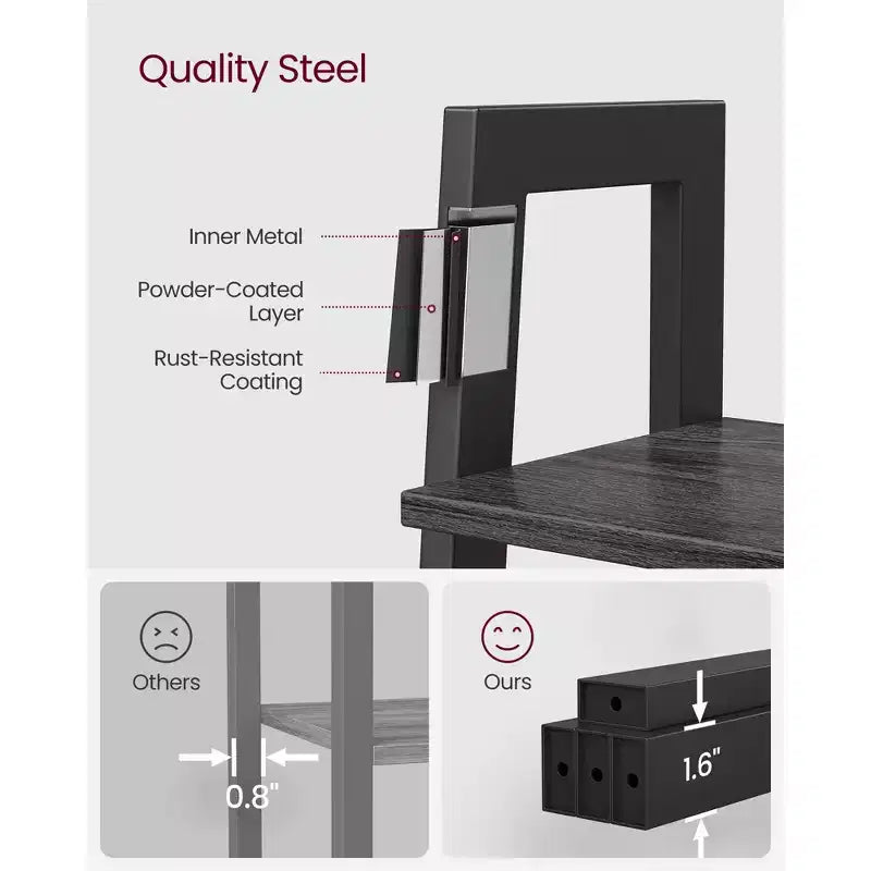4-Tier Ladder Shelf Storage Rack Bookcase with Steel Frame