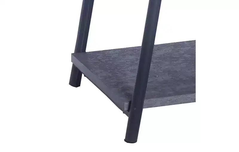 Oval Coffee Table with Storage Shelf - Rustic Gray & Black Metal