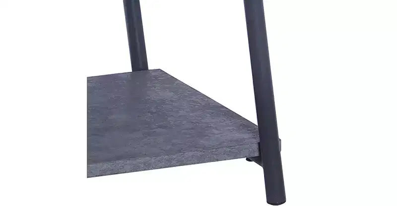 Oval Coffee Table with Storage Shelf - Rustic Gray & Black Metal
