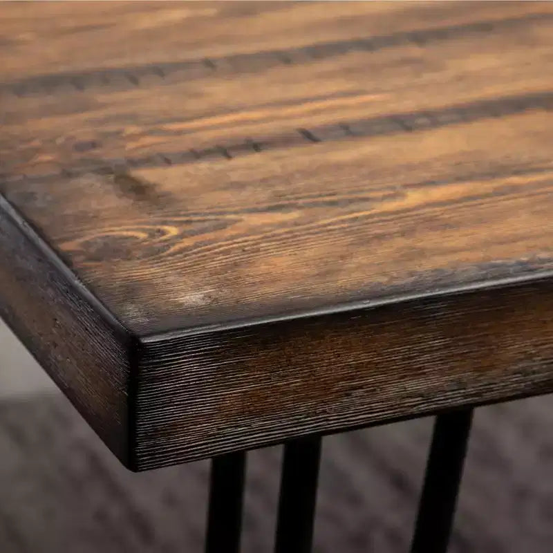 Industrial Metal Hairpin Design Dining Table, Rustic Dark Pine