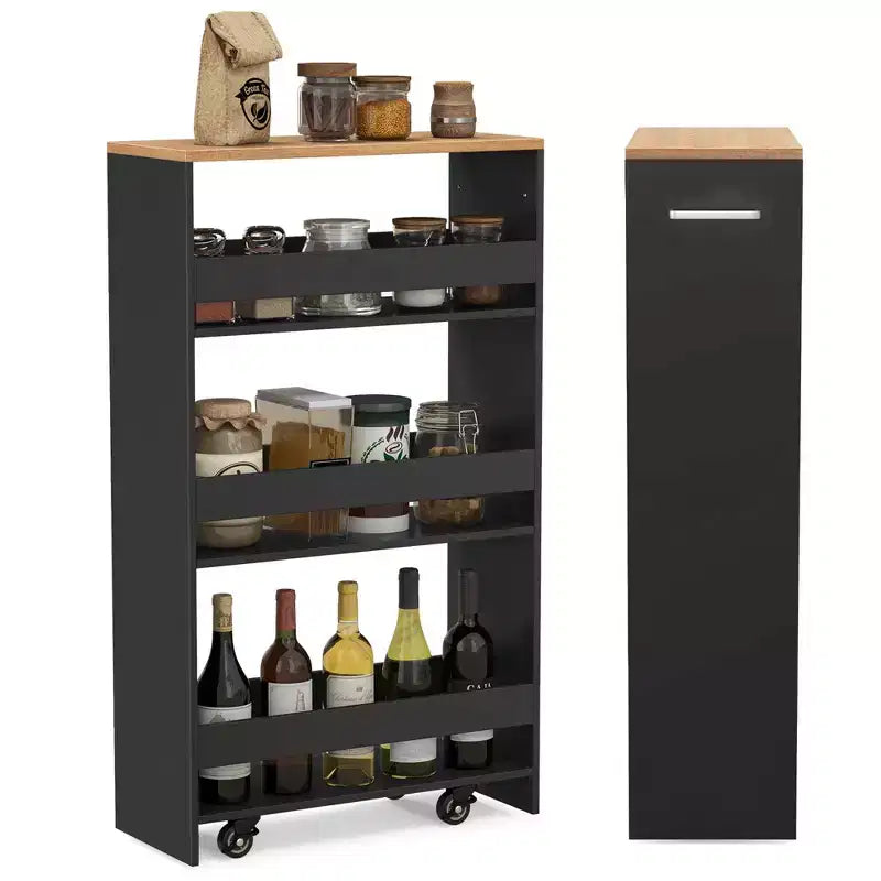 4-Tier Rolling Storage Cart - Slim Kitchen Cart on Wheels