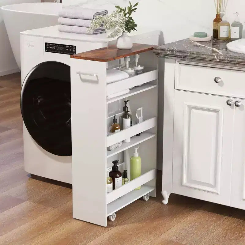 4-Tier Rolling Storage Cart - Slim Kitchen Cart on Wheels