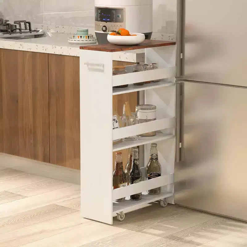 4-Tier Rolling Storage Cart - Slim Kitchen Cart on Wheels