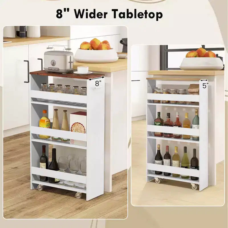 4-Tier Rolling Storage Cart - Slim Kitchen Cart on Wheels