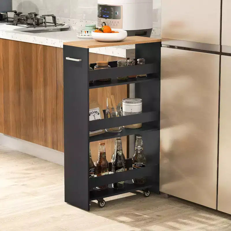 4-Tier Rolling Storage Cart - Slim Kitchen Cart on Wheels