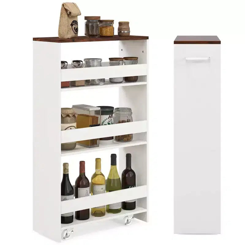 4-Tier Rolling Storage Cart - Slim Kitchen Cart on Wheels