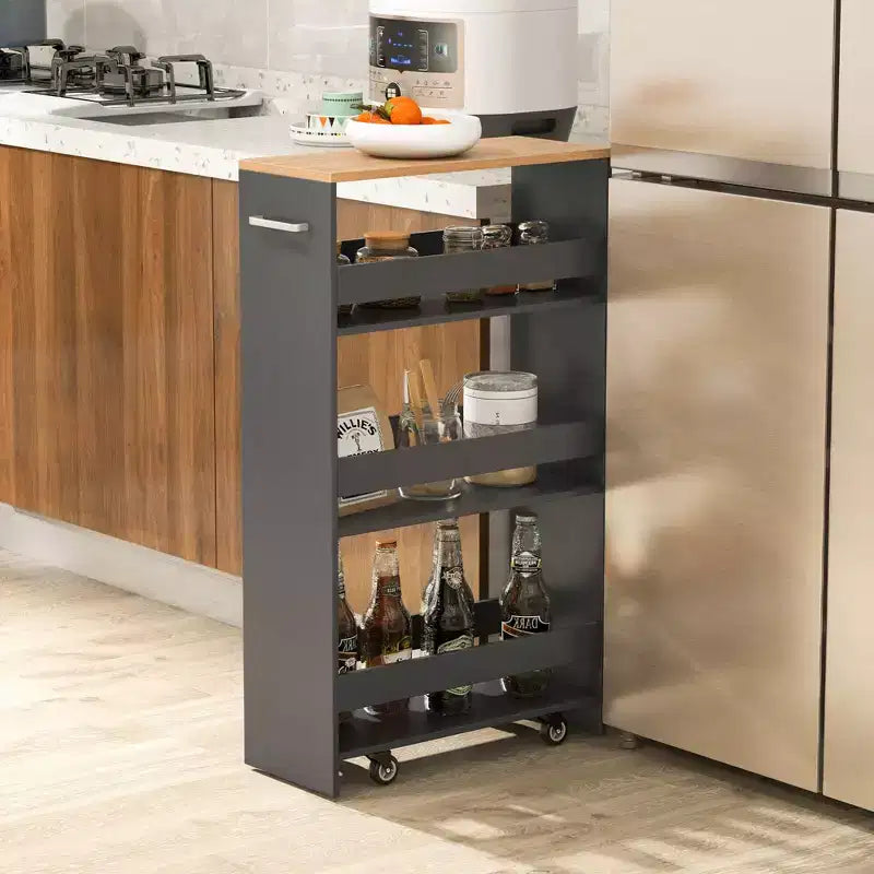 4-Tier Rolling Storage Cart - Slim Kitchen Cart on Wheels