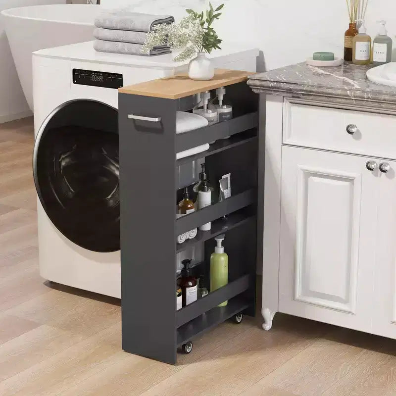 4-Tier Rolling Storage Cart - Slim Kitchen Cart on Wheels