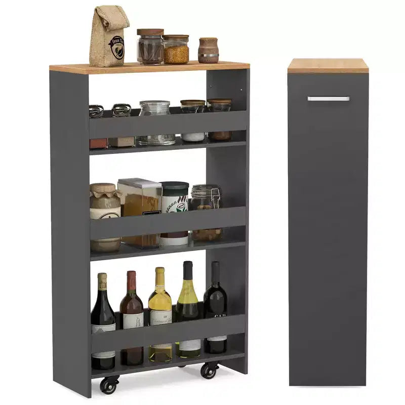 4-Tier Rolling Storage Cart - Slim Kitchen Cart on Wheels