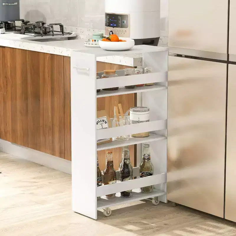 4-Tier Rolling Storage Cart - Slim Kitchen Cart on Wheels