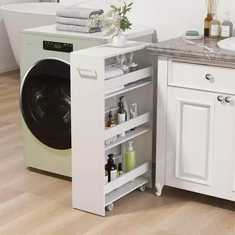 4-Tier Rolling Storage Cart - Slim Kitchen Cart on Wheels