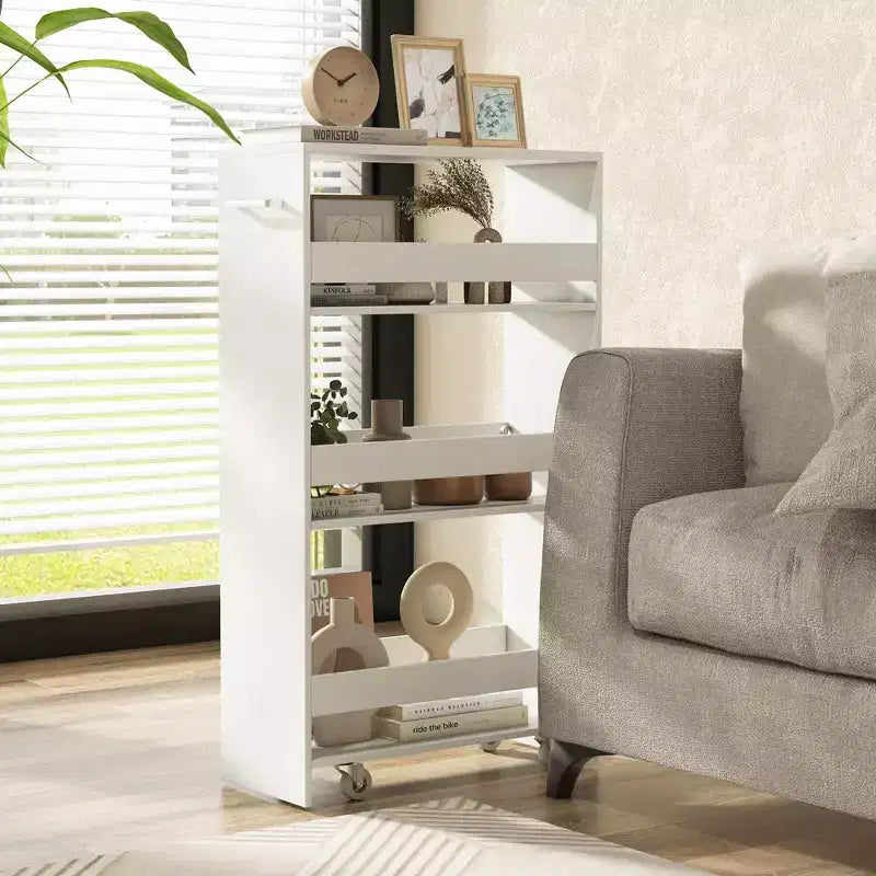 4-Tier Rolling Storage Cart - Slim Kitchen Cart on Wheels