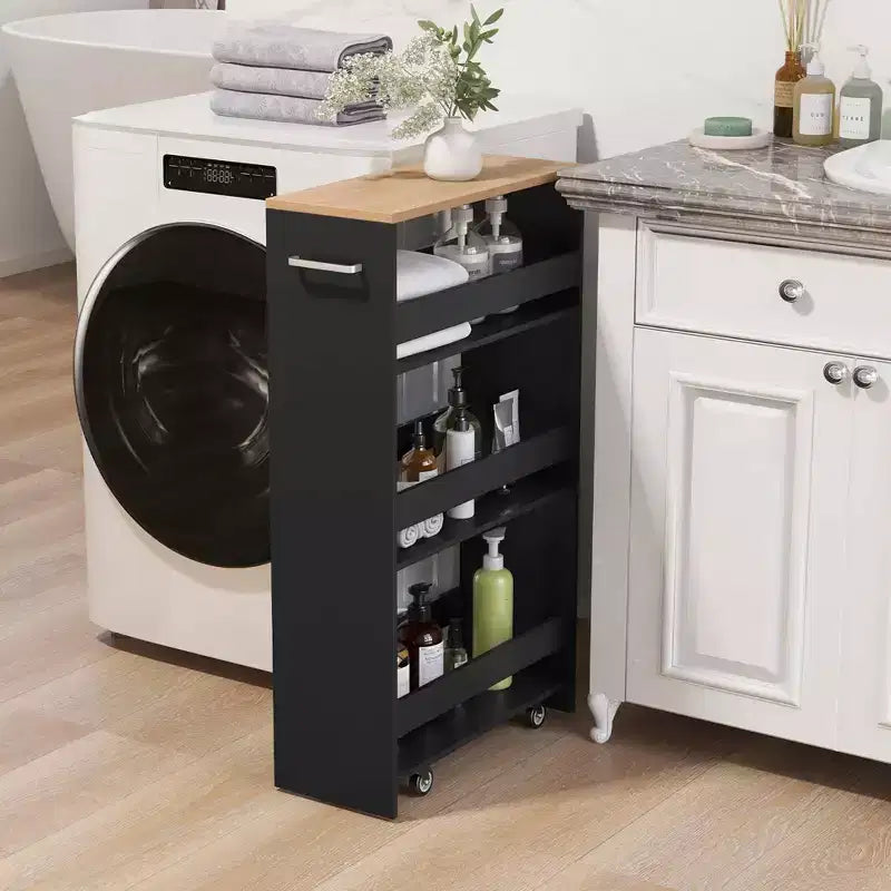 4-Tier Rolling Storage Cart - Slim Kitchen Cart on Wheels