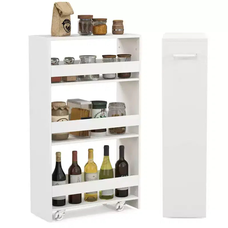 4-Tier Rolling Storage Cart - Slim Kitchen Cart on Wheels