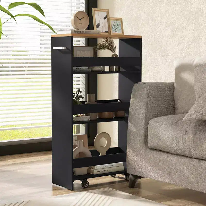 4-Tier Rolling Storage Cart - Slim Kitchen Cart on Wheels