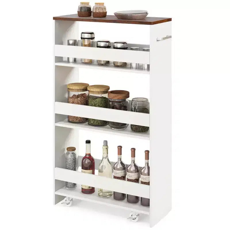 4-Tier Rolling Storage Cart - Slim Kitchen Cart on Wheels