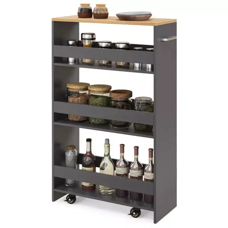 4-Tier Rolling Storage Cart - Slim Kitchen Cart on Wheels