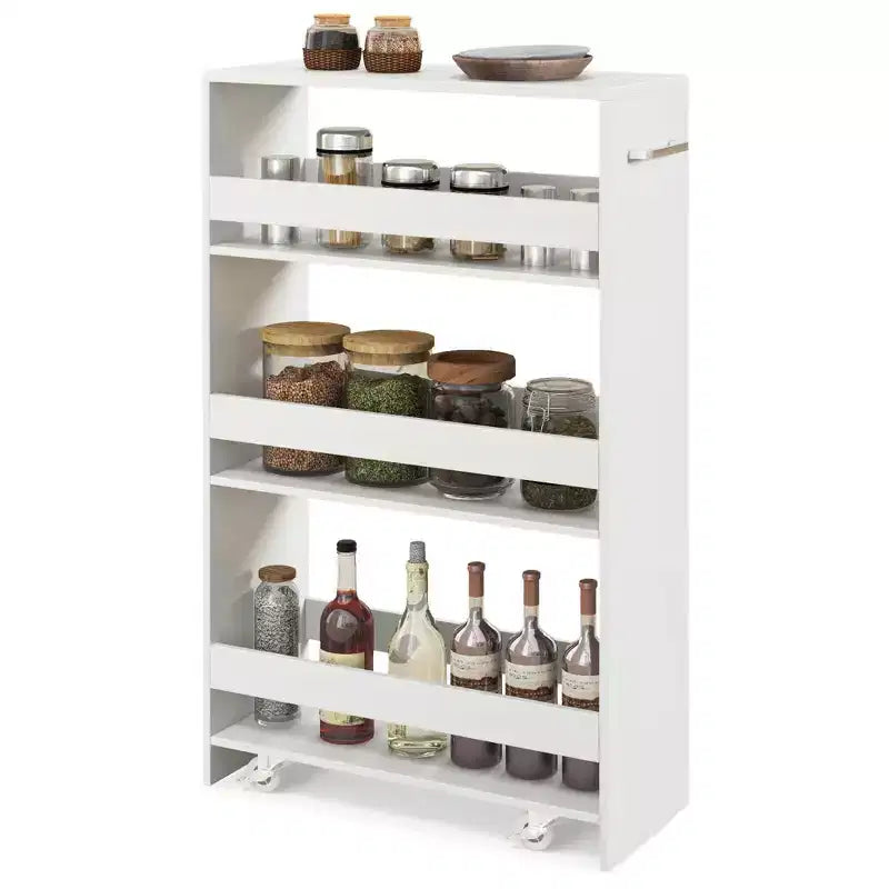 4-Tier Rolling Storage Cart - Slim Kitchen Cart on Wheels